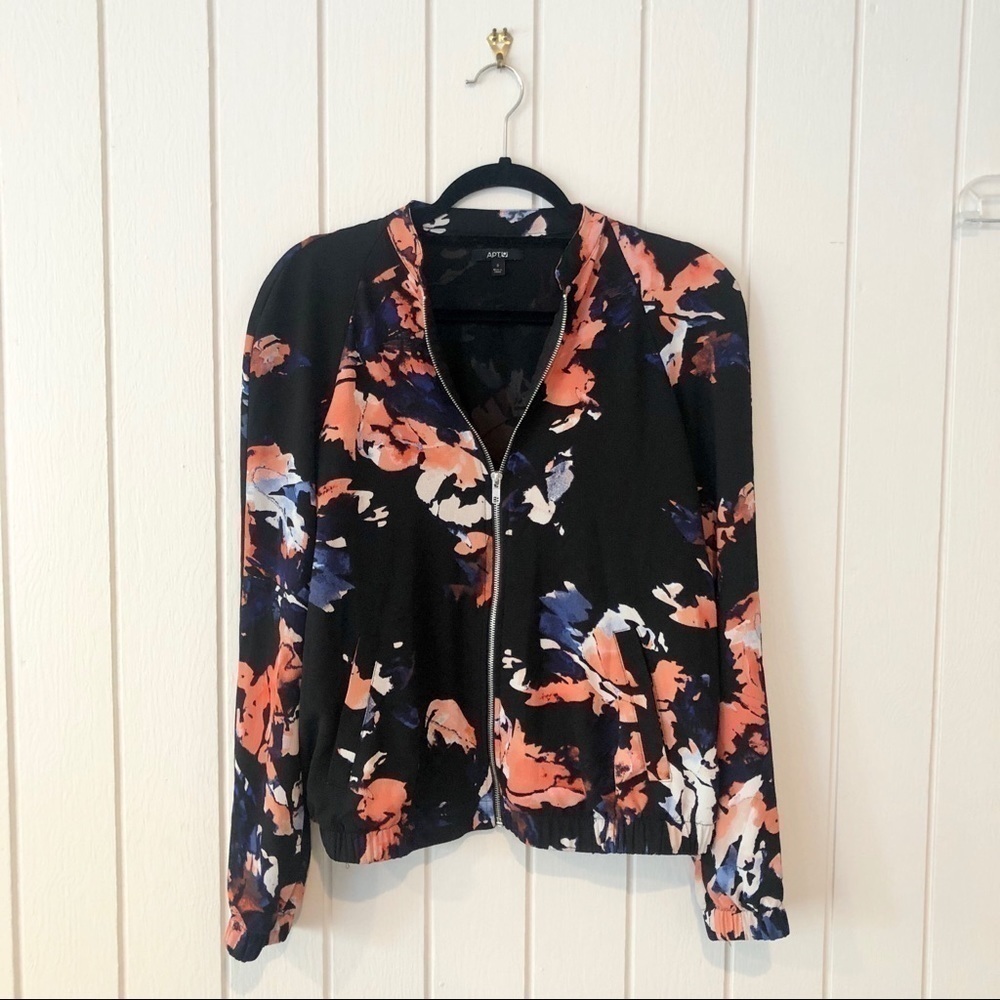 Apt. 9 Black Floral Bomber Jacket